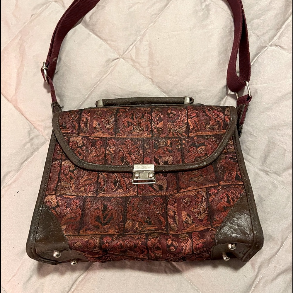 Fendi brown tapestry shoulder bag.